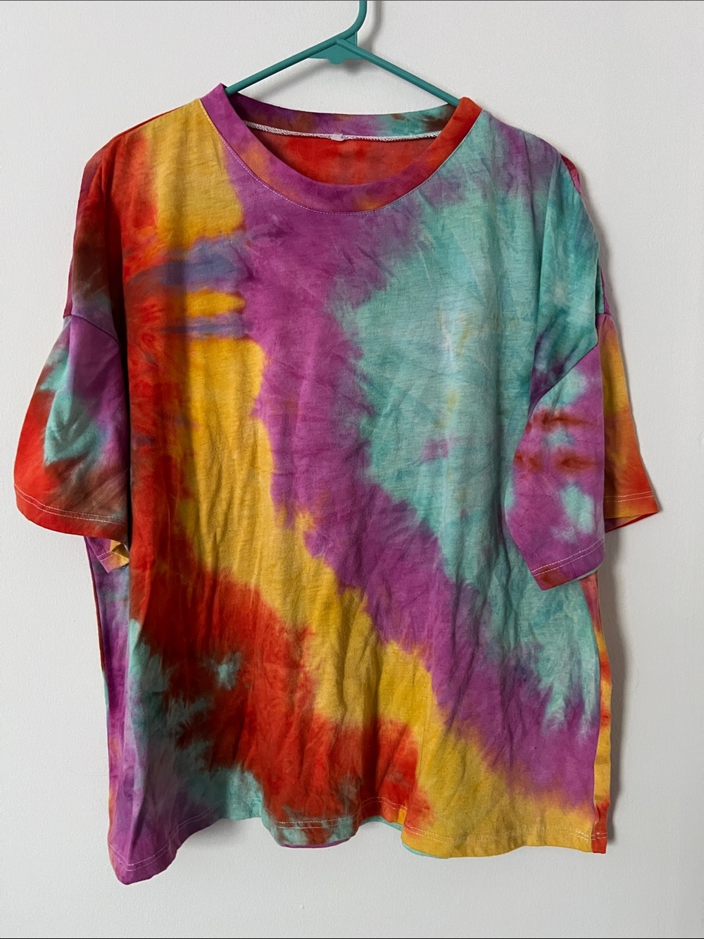 SHEIN Multicolor Tie-Dye Top in Purple, Orange, Yellow and Red